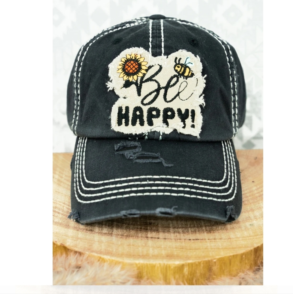 NWT Distressed Black Cap